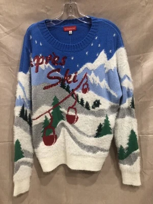 DE COLECCIÓN BLIZZARD BAY APRES ESQUÍ MULTICOLOR FEO NAVIDAD SUÉTER CON LENTEJUELAS ROJAS ~ L Foto 1 de 4