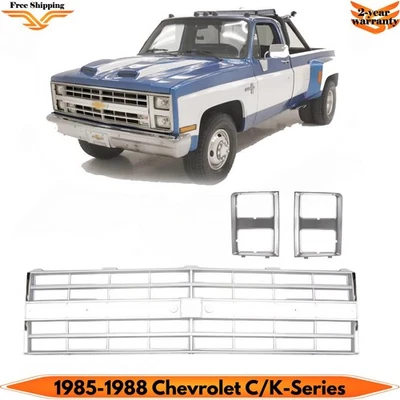 Front Grille Assembly Chrome & Headlight Door For 1985-1988 Chevrolet C/K-Series Foto 1 de 4