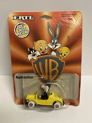 老式 1989 年 ERTL Looney Tunes 压铸车辆 Sylvester 汽车卡密封 — 第 1/4 张图片