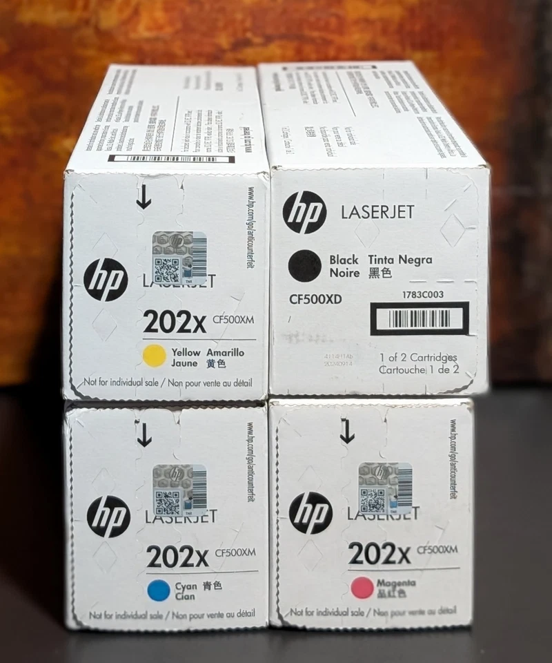 HP 202x Laserjet Cyan Yellow Magenta Black High Yield Toner Cartridge 4 Pack NEW - Image 1 of 4