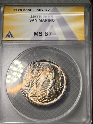 1976 500L SILVER San Marino MS 67 STUNNING  TONING!!! #0755 - Image 1 of 4
