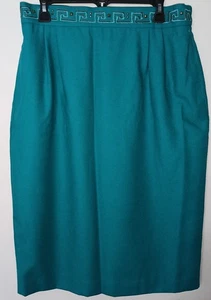 Nwt Vintage City Girl Turquoise Midi Skirt Nancy Bolen Waist Size 16 - Picture 1 of 7