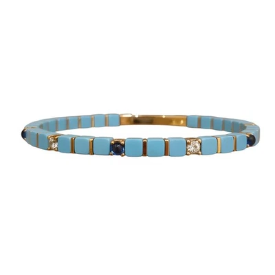 Natural 39.7 TCW Desert Diamond, Turquoise & Sapphire Beaded Bracelet 14K Gold - Image 1 of 4