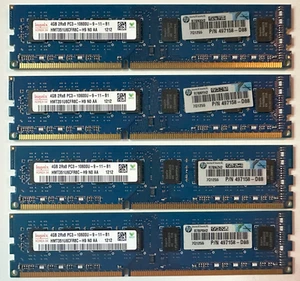16GB (4 × 4GB) SK Hynix DDR3-1333 PC3-10600U Desktop RAM HP 497158-D88. - Picture 1 of 2