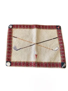 Wool Needlepoint & Petit Point Handmade Throw Pillow Cover Golf Club Preppy - Picture 1 of 2