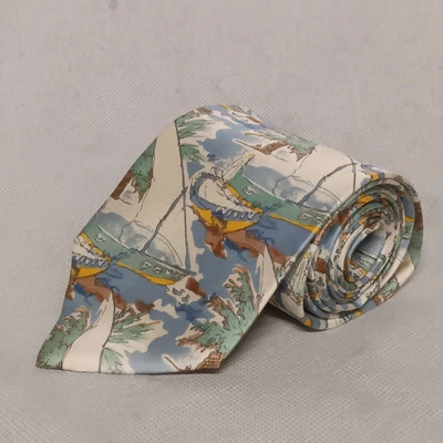 Bally шелковый галстук лодки новый с ярлыками ручной работы в Италии - Изображение 1 из 4