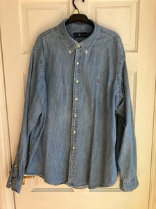 Ralph Lauren Denim Shirt Mens XXL Regular Blue Button Down Long Sleeve 2XL - Picture 1 of 24