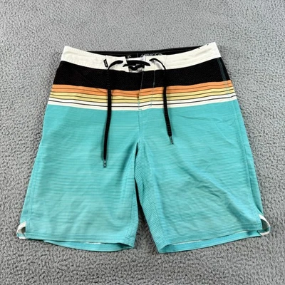 Rip Curl Mirage Blue Orange Mens Size 34 Striped Colorblock Beach Board Shorts - Image 1 of 4