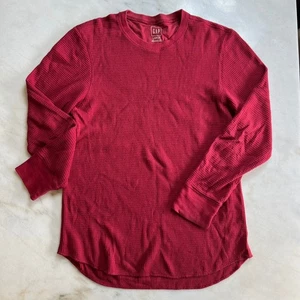 GAP Herren rot Waffel Strick Langarm Rundhalsausschnitt Baumwolle T-Shirt Größe Large - Bild 1 von 7