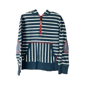 Sudadera con Capucha Matilda Jane X Joanna Gaines Unisex Azul Blanco Rayas Cuarto Cremallera Talla 4 - Imagen 1 de 5