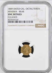 1849 California Fractional Gold Liberty Bear #6 Type Double Date NGC UNC R8 - Bild 1 von 4