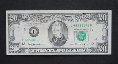 1995 $20 Federal Reserve Note/San Francisco/F-2082L/light circulation - Image 1 of 4