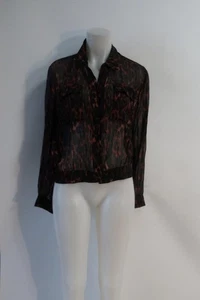 Damenbluse Allsaints "Adeliza" schwarz, braun Leopard Knopfleiste M - Bild 1 von 6