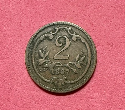 AUSTRIA 1897 2 Heller - Rare Coin XF Condition - Beautiful Coin - Image 1 of 4