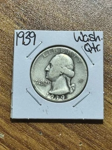 1939 P Washington Silver Quarter Nice Better Date U.S. 25c Coin (Raw14393) - Picture 1 of 2