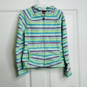 The North Face Fleece Hoodie Sweatshirt Girls XS 6 Full Zip Striped Multicolored - Picture 1 of 9