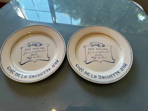 Williams Sonoma Petit Cafe Dejeuner Blue&White 9” Plates French Market Set of 2 - Picture 1 of 4
