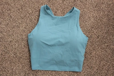 Sujetador deportivo Athleta Longline para mujer pequeño verde azulado cuello alto espalda deportiva yoga atlético Foto 1 de 4