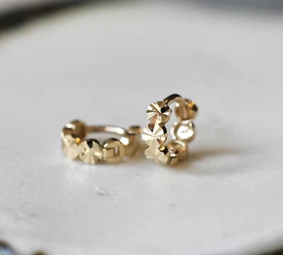 Tiny Cartilage Hoop Earrings Gold Plated 925 Silver Earrings Gift For Her - Image 1 of 4