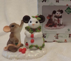 NIB Enesco Charming Tails "BUILDING A SNOW MOUSE" DEAN GRIFF LOOK - Foto 1 di 1