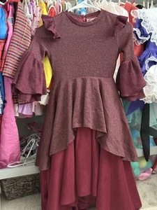 Joyfolie Girls Arlo Burgundy Tiered Maxi Dress Size 8 - Picture 1 of 6