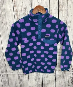 Patagonia Girls Polka Dot Lightweight Synchilla Snap-T Pullover Youth Size Small - Picture 1 of 13