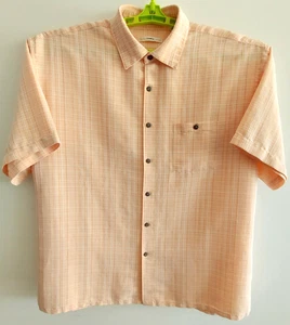 MODA CAMPIA MODA Mens XL Peach & White Plaid Button-down Shirt - Picture 1 of 10