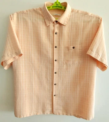 MODA CAMPIA MODA Mens XL Peach & White Plaid Button-down Shirt - Image 1 of 4