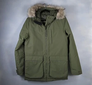 Adidas Utilitas Hooded Parka Jacket Mens Size S Green Fur Trim GT1700 - Picture 1 of 10