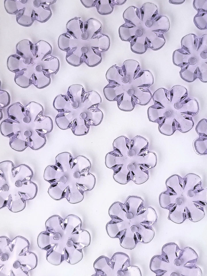SIZE 20L - 1/2", FLOWER BUTTON, LAVENDER, 1 GROSS, SHINY FINISH - Image 1 of 1