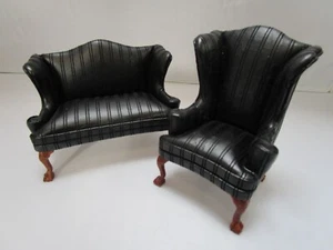 Two Seater Sofa, Armchair 1:12 Dollshouse Miniature Furniture - Picture 1 of 2