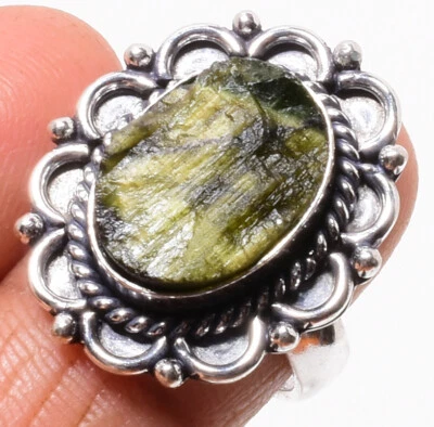 Joia anel de prata esterlina 925 pedra preciosa bruta labradorita ajustável EUA 7,5 - Imagem 1 de 3