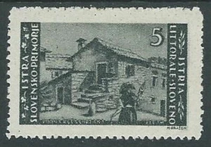 1946 OCC JUGOSLAVA ISTRIA EMISSIONE BILINGUE 5 LIRE MH * - M55-9 - Picture 1 of 1
