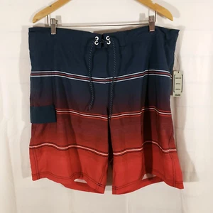 NEW George At The Knee Men's XL 9" Inseam Swim Trunks Board Shorts Red Blue NWT - Picture 1 of 11