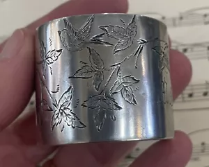 Antique French Art Nouveau Sterling Silver Napkin Ring Holder Birds c1890 - Picture 1 of 5