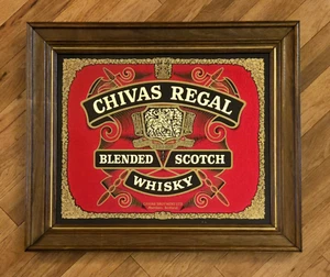 WHISKY SCOTCH MISTO VINTAGE CHIVAS REGALO ~CHIVAS BROTHERS LTD~ SPECCHIO DA BARRA INCORNICIATO - Foto 1 di 12