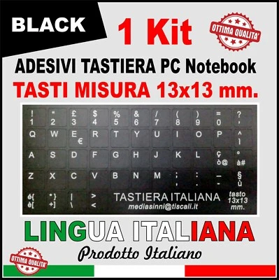 Adesivi Stickers Tastiera Keyboard Notebook  Layout ITALIANO (1 Kit) mm. 13x13 - Immagine 1 di 4