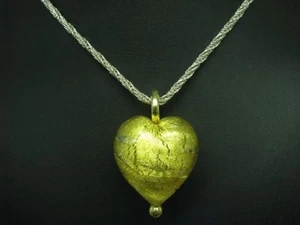 835 Argento Catena & 925 Ciondolo IN Argento/Murano Cuore / Vero / 80,0cm - Foto 1 di 4