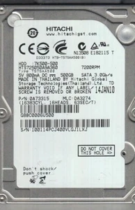 Hitachi Laptop Hard Disk Drive 500GB HTS725050A9A360 P/N: 0A73315 2.5" SATA - Picture 1 of 12