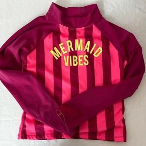 Arizona Girls Pink Stripe Mermaid Vibes Rash Guard Swim Shirt Size 6 - Picture 1 of 6