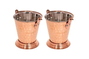 Steel Copper Bucket Balti for Serving Dishes 2 Pcs Kitchenware & Tableware 300ml - Picture 1 of 10