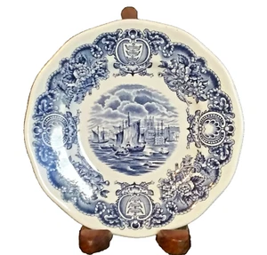 Historical Port Of England Small Plate The Port Of Hull Made In England 6" Blue - Picture 1 of 5