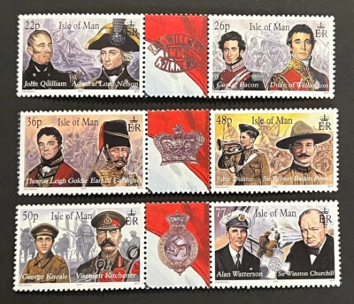 Travelstamps: 2000 Isle of Man Stamps #864-869 3 Strips Mint MNH OG Man at War - Image 1 of 4