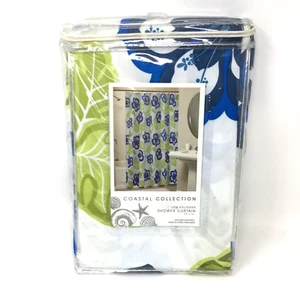 Coastal Collection Floral Shower Curtain 72x72 Blue Green - Picture 1 of 5
