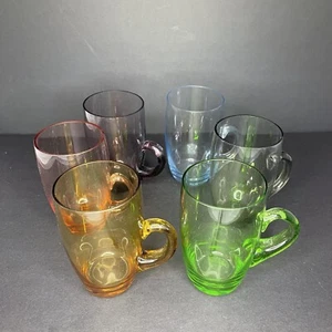 Gafas de beber - tazas - sopladas a mano - conjunto de 6 - multicolores - hallazgo raro - MCM - Imagen 1 de 8