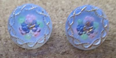 2-Vidrio Checo Multicolor Diseño Floral-Frente Reactivo UV-Botones Negros #363 Foto 1 de 4