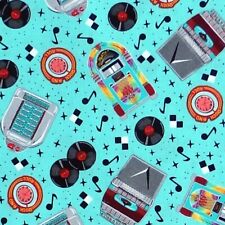 Blank Quilting DINERS 'N DRIVE-INS Juke box, Records and Musical Note Fabric