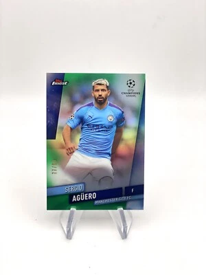 2019-20 Topps Finest UEFA #99 Sergio Aguero Manchester City Green 77/99 - Image 1 of 2