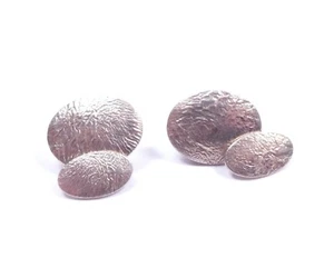 Vintage 1988 Manschettenknöpfe ovale Form 925 Sterling Silber gemustert 9,6 g - Bild 1 von 4