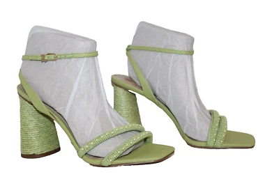 Sam Edelman Kia Beads Sandals Womens 10 M Green Open Toe Heels Buckle Strap - Image 1 of 4
